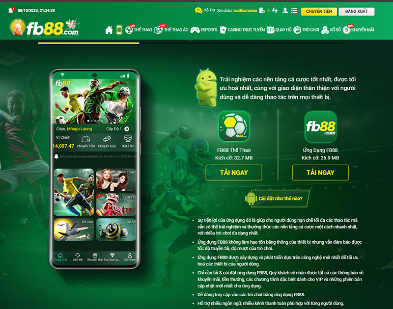 FB88 18 App fb88 nền tảng cá cược tốt nhất, được tối ưu hoá nhất, cùng với giao diện thân thiện